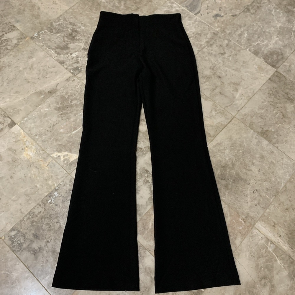 Glam Los Angeles Womens Black Flare Pants Size Large Elastic Waist NWT
